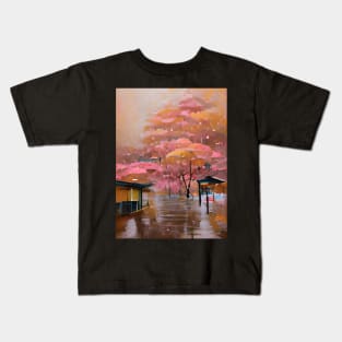 Rain In Japan Rose Gold Artwork Style Kids T-Shirt